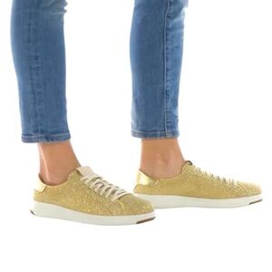 Cole Haan GrandPrø Tennis Stitchlite sneaker in Metallic Gold.  Size 9.5B